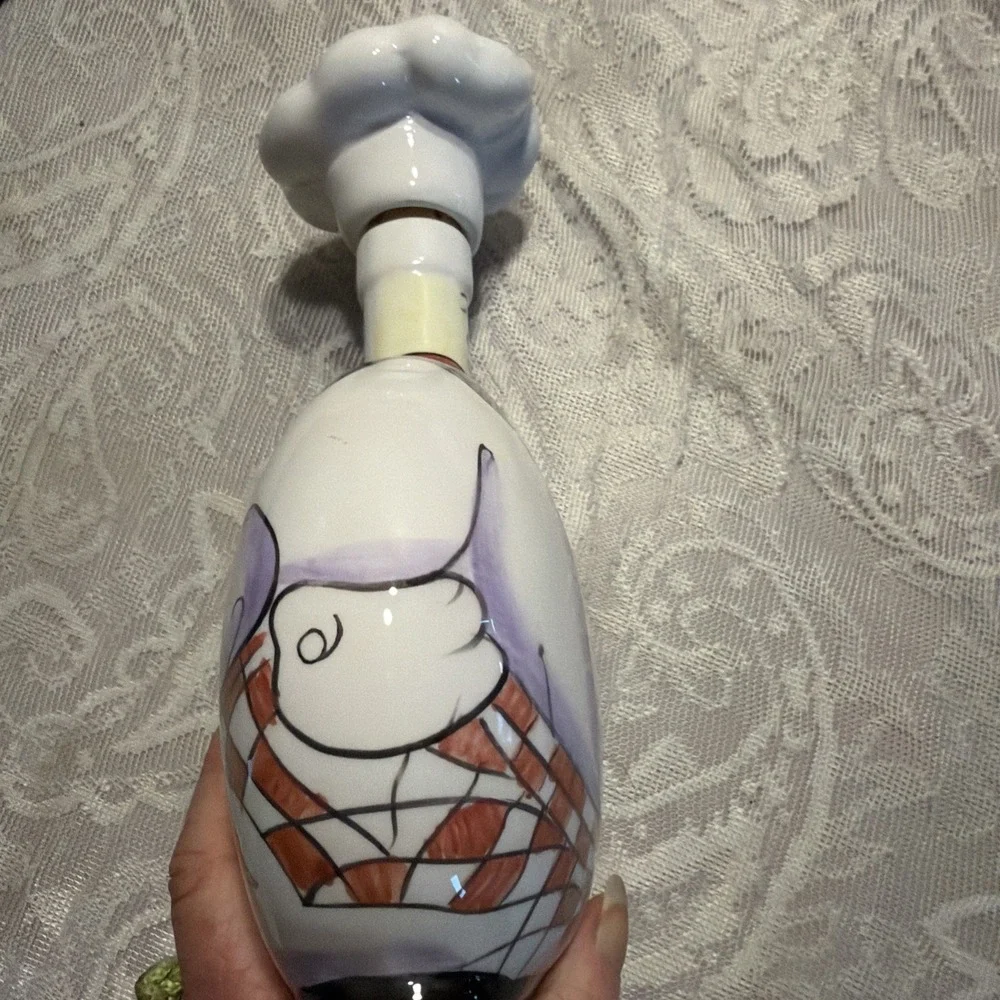 Chef Bottle Whimsy Oil/Vinegar Decanter By Carrie Olsen Garrard Italy Dopamine